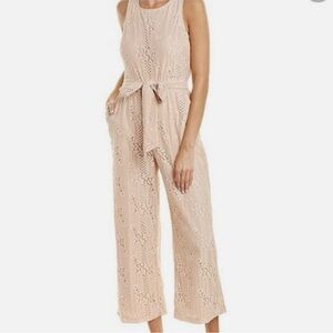 Sleeveless Lace-Detail Jumpsuit in Blush